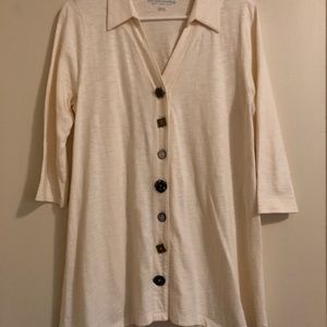 Soft Surrounding Cream Colorful Button-up Tunic